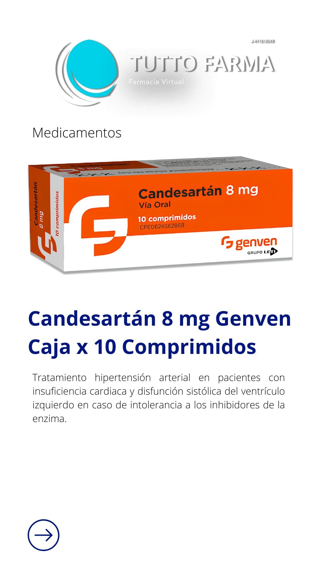 CANDESARTÁN 8MG X 10 COMP (GENVEN)
