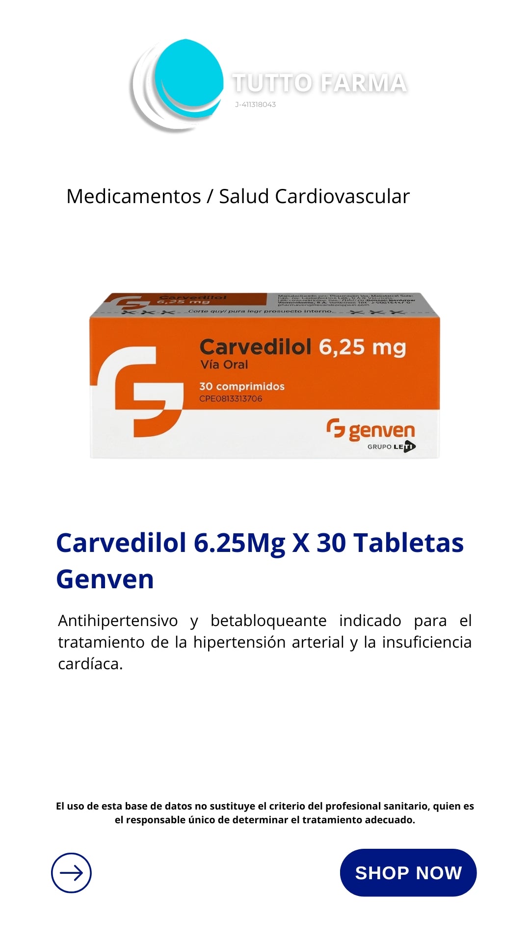 CARVEDILOL 6,25 X 30CO GV