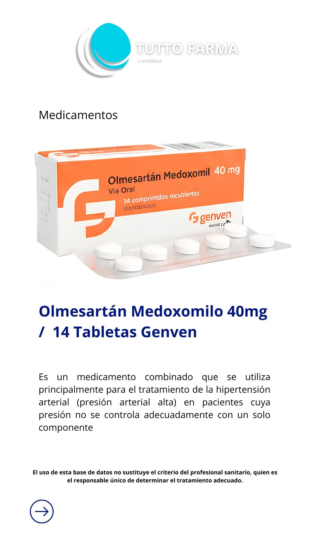 OLMESARTÁN GN 40MG X 14COM (E)