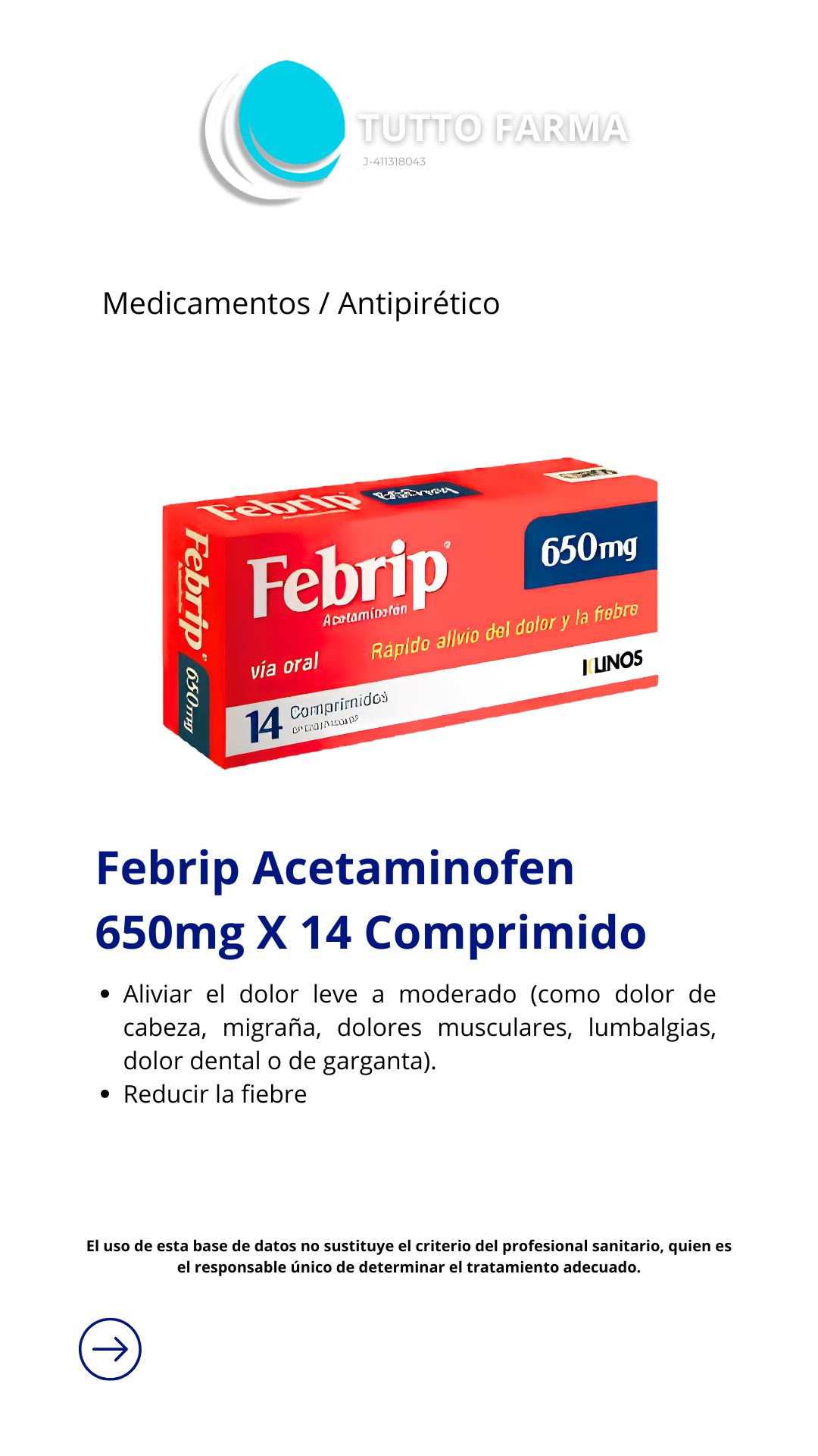 FEBRIP ACETMINOFEN 650MG X 10CO (E)