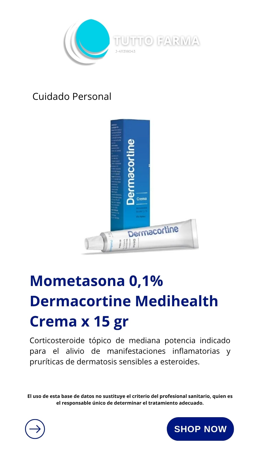 DERMACORTINE 0.1 % CR 15GR (E)