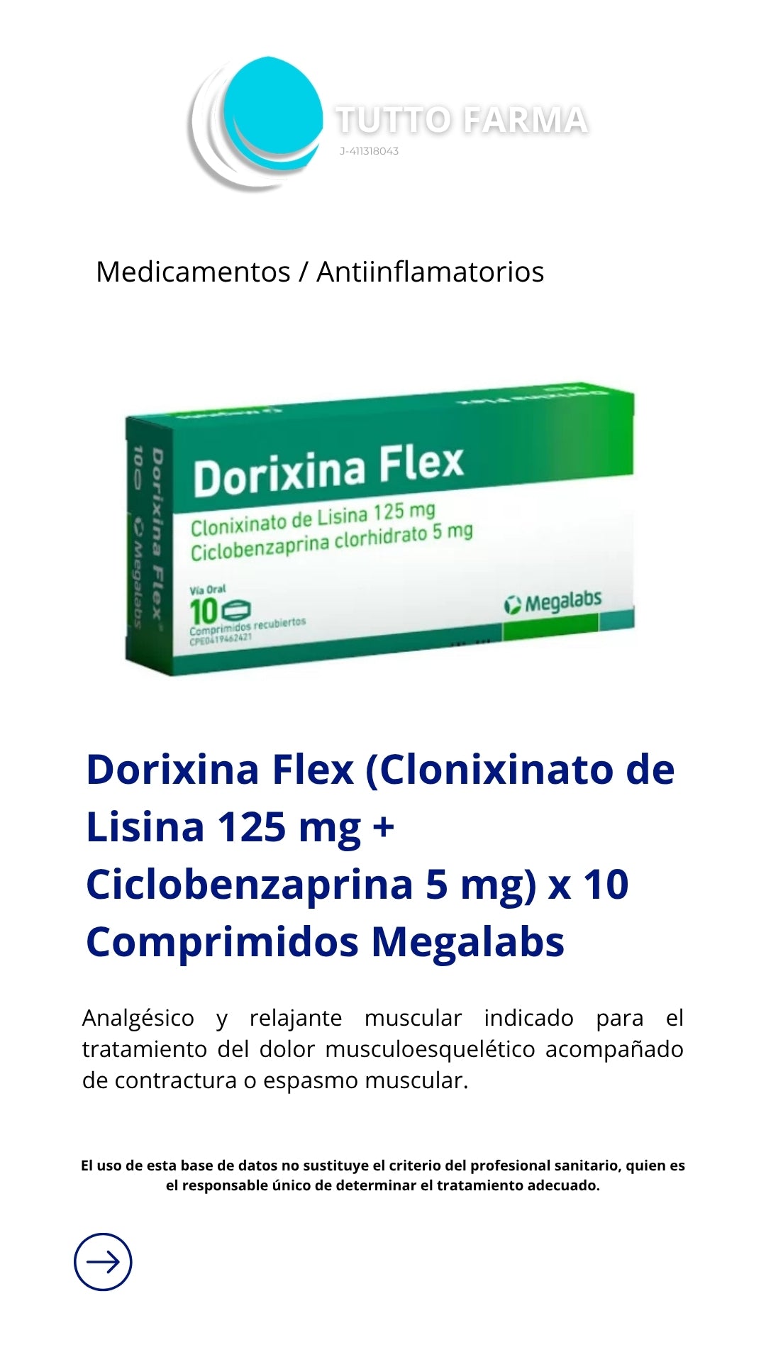DORIXINA FLEX 125MG- 5MG X10COMP MEGALABS