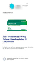 ÁCIDO TRANEXÁMICO 500MG CICLOKAN X 21COMPRIMIDOS (E)