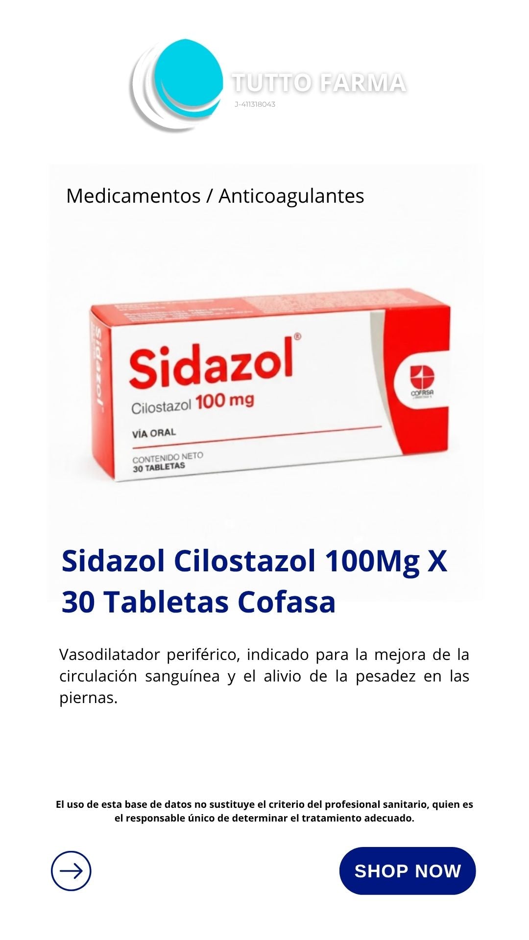 SIDAZOL 100 MG X 30 COMPRIMIDOS (E)