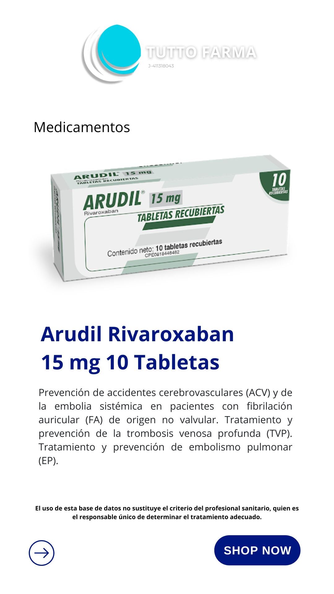 ARUDIL 15MG X 20 COMPRIMIDOS EFG