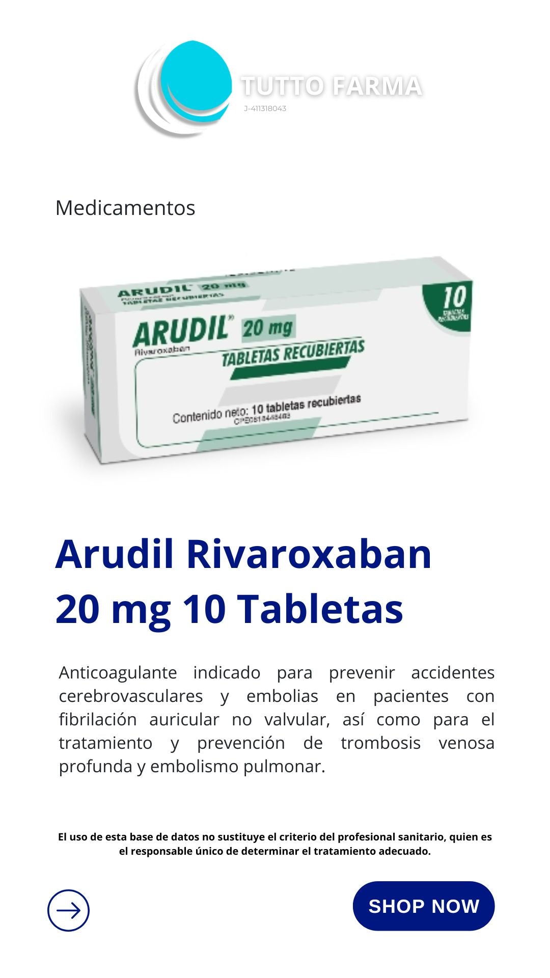 ARUDIL RIVAROXABAN 20MG X 10TAB