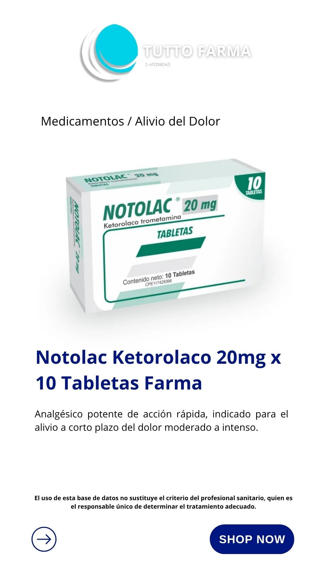 NOTOLAC 20MG X 10 COMP. (E)
