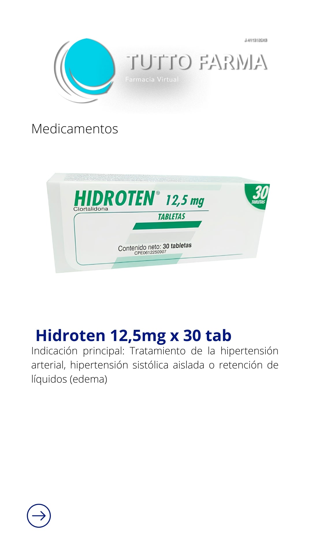HIDROTEN 12,5 MG X 30 COMP (F)