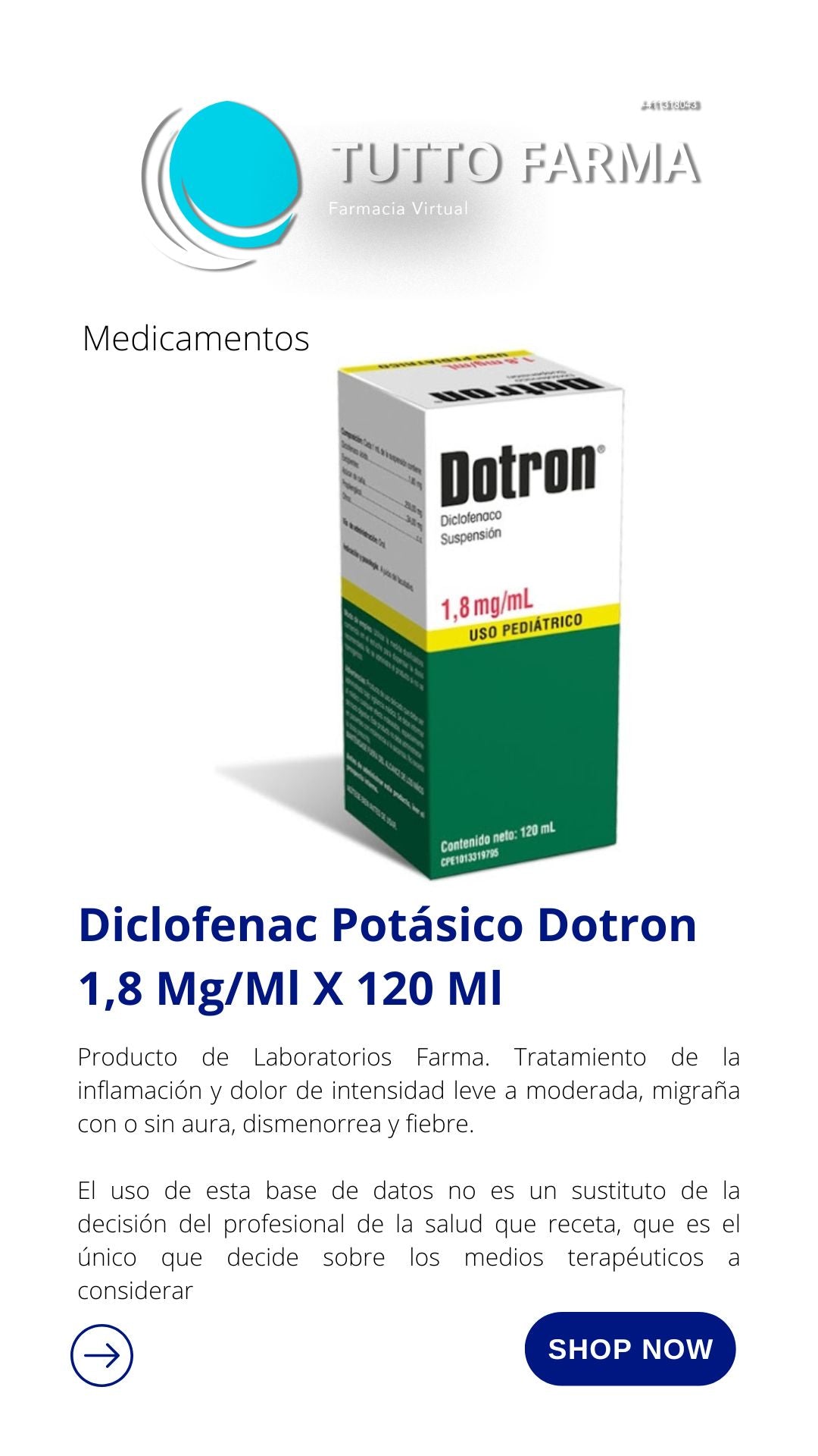 DOTRON PEDIATRICO 1,8 MG/ML X 120ML DICLOFENAC