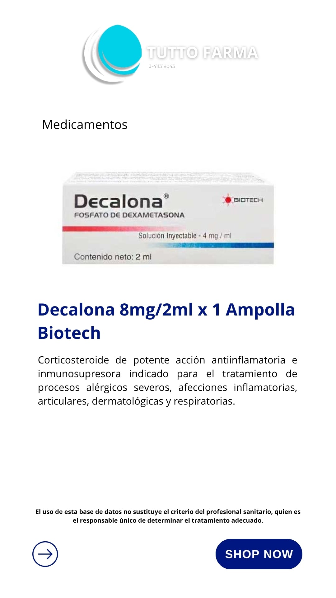 DECALONA 8MG/2ML X 1 AMPOLLA(DEXAMETASONA)