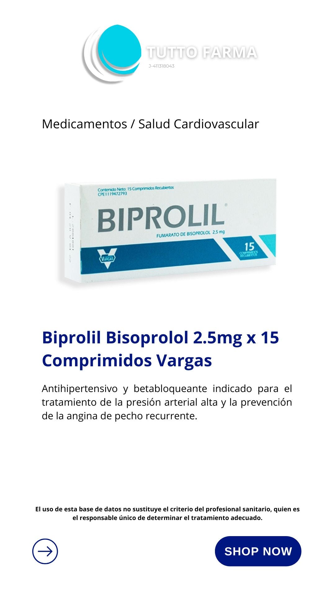 BIPROLIL 2,5MG X15 COMP ( bisoprolol)