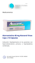 ATOVAROL 40MG X 14 CÁPS(ATORVASTATINA)