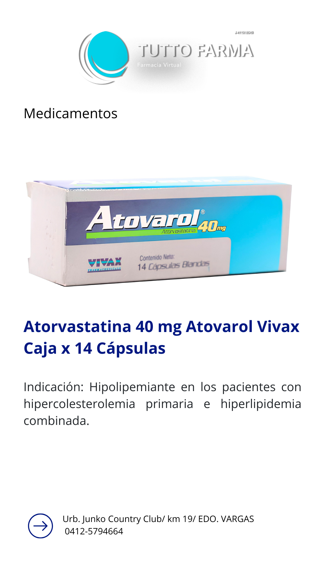 ATOVAROL 40MG X 14 CÁPS(ATORVASTATINA)