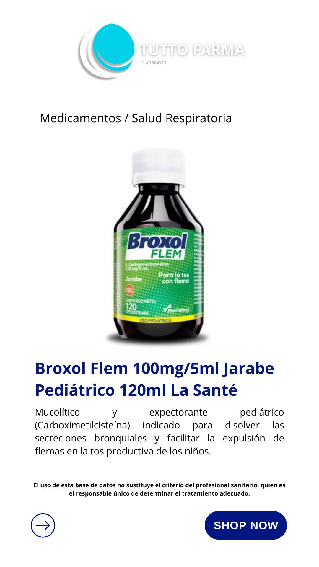 BROXOL FLEM JBE X 120ML PED (CAABOXIMETILCETEINA