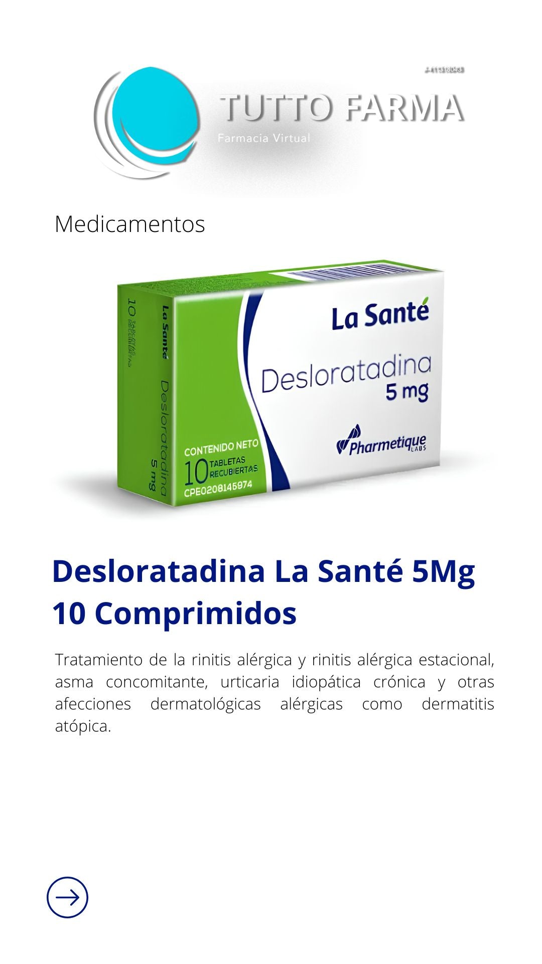 DESLORATADINA 5MG LA SANTE X 10TAB
