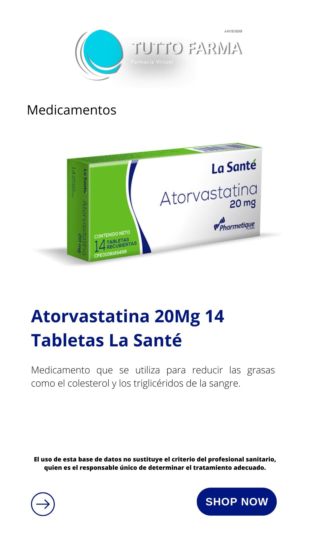 ATORVASTATINA LS 20MG X 14TA (E)