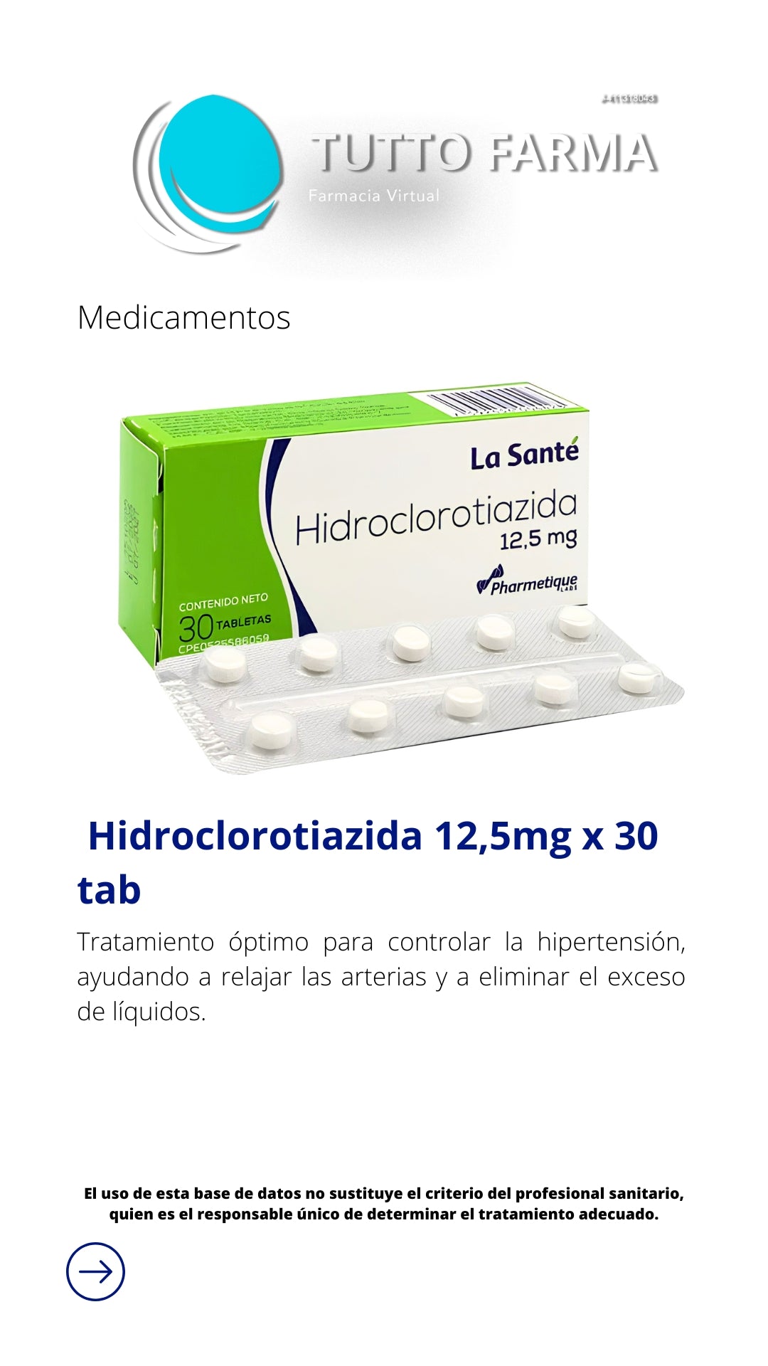 HIDROCLOROTIAZIDA LS 12.5MG X 30 TA (E)