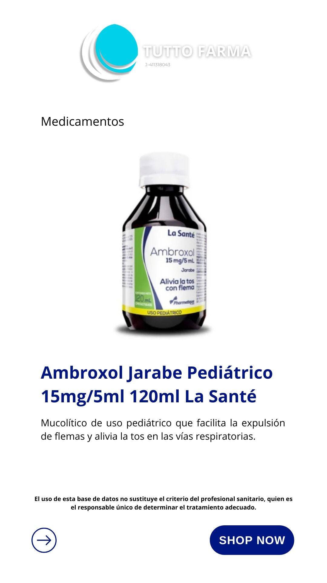 AMBROXOL 15MG / 5ML JBE X 120ML PE- LA SANTE