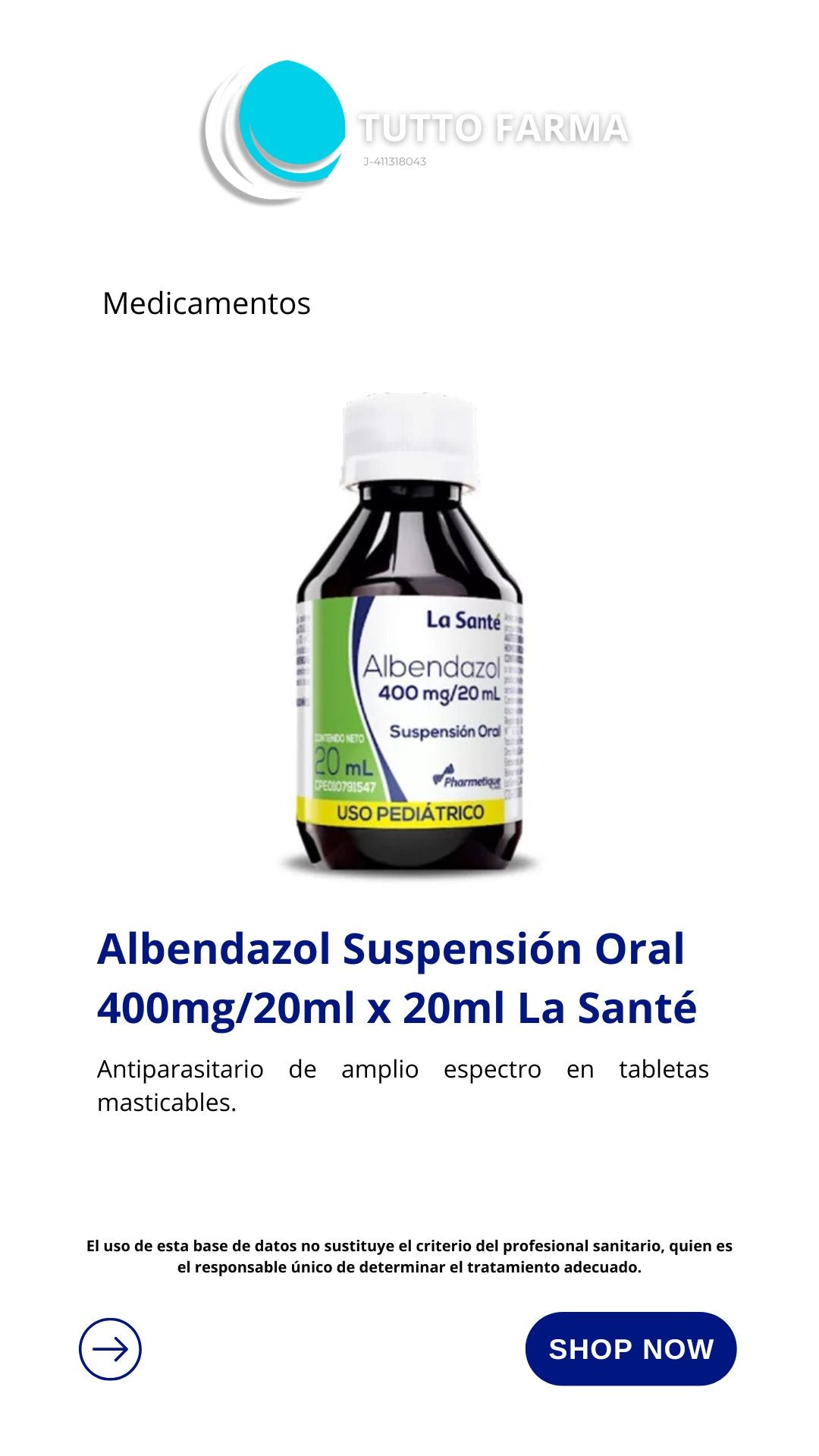 ALBENDAZOL SUSP. 400MGx20ML LA SANTE