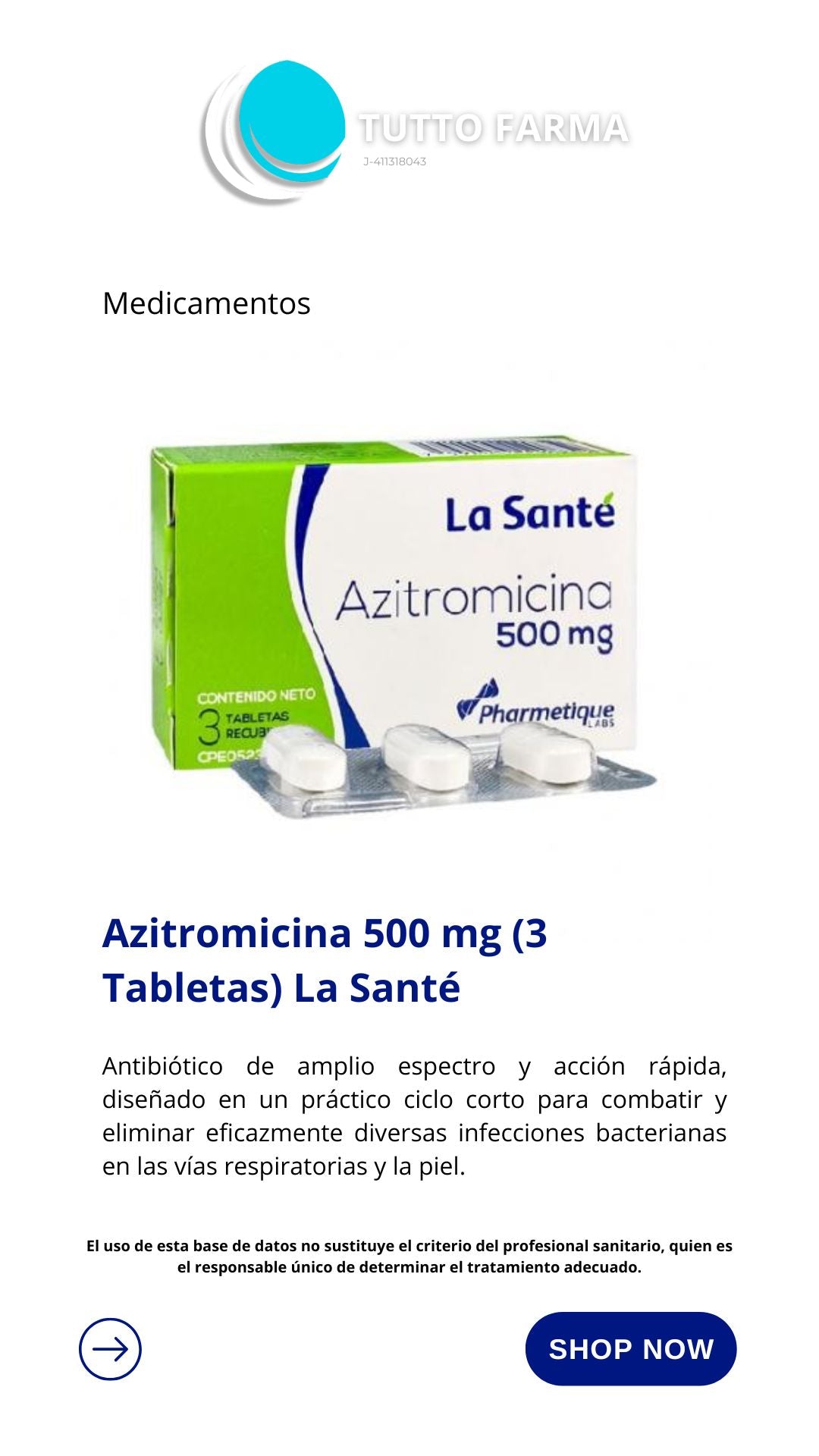 AZITROMICINA 500MG X3 COMPRIMIDOS (LA SANTE)