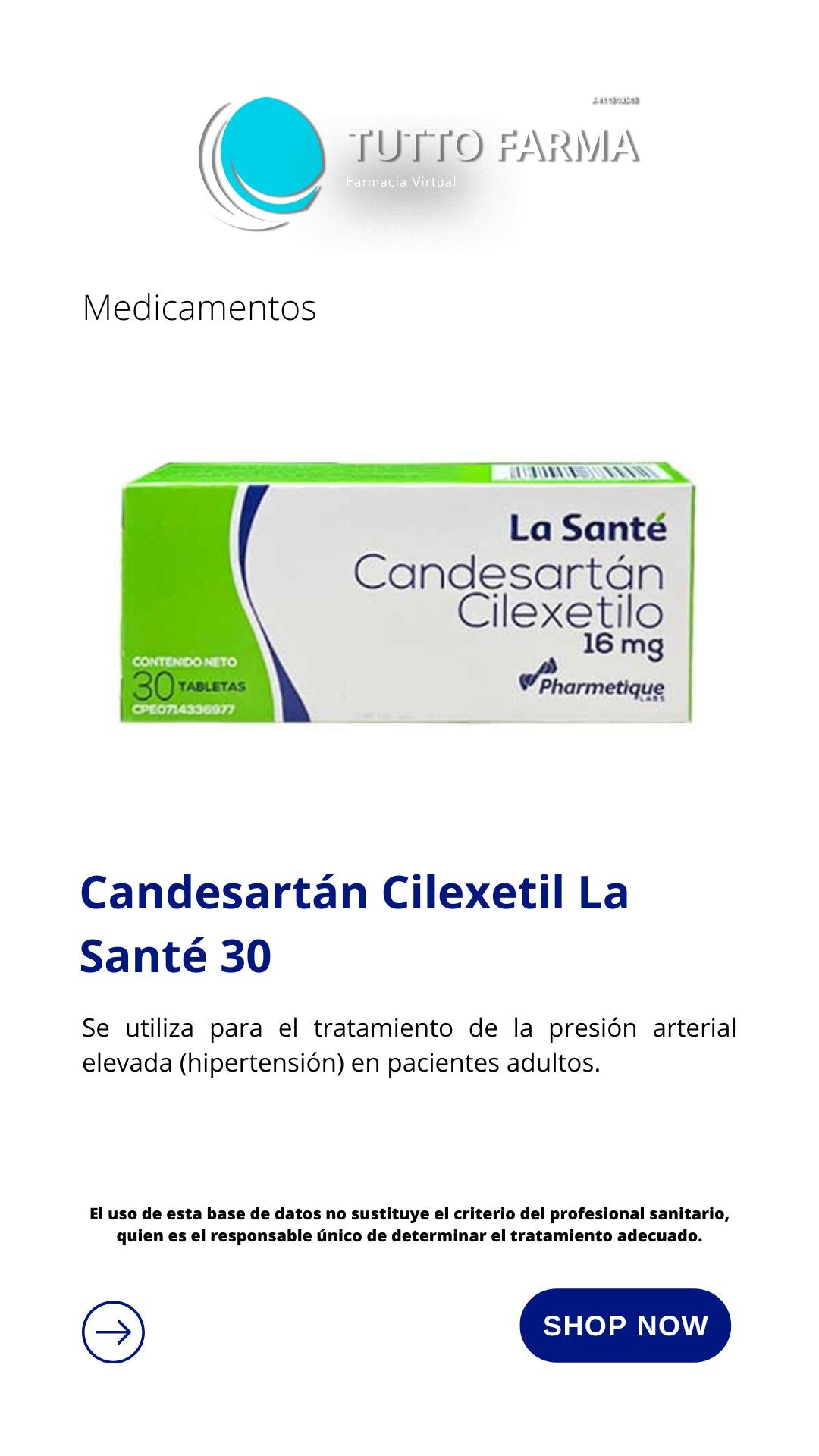 CANDESARTÁN 16MG X 30TAB LS