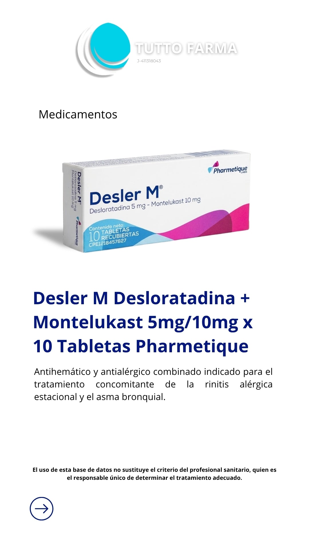DESLER M 5 MG - 10 MG X 10 TAB (DESLORATADINA-MONTELUKAST)