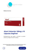 ALSART (VALSARTÁN) 160MG X 10 CÁPS