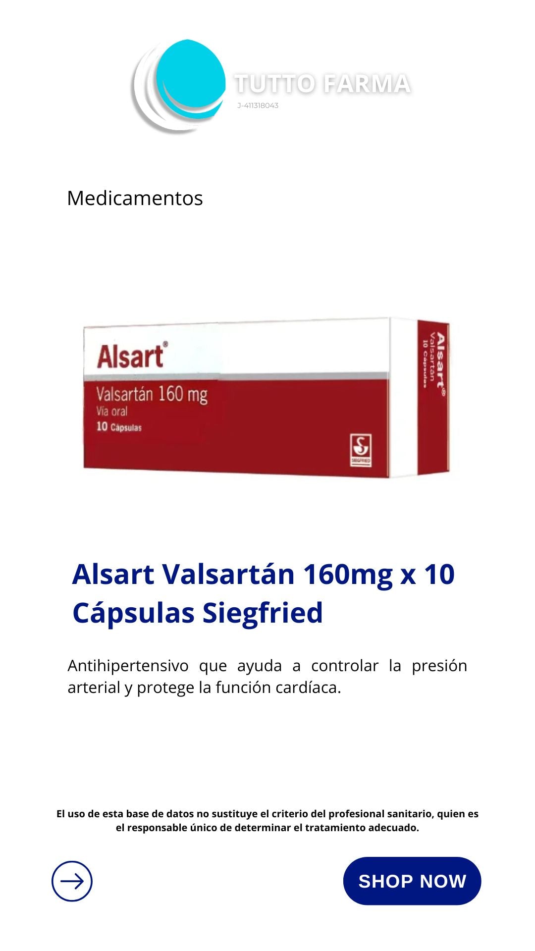 ALSART (VALSARTÁN) 160MG X 10 CÁPS