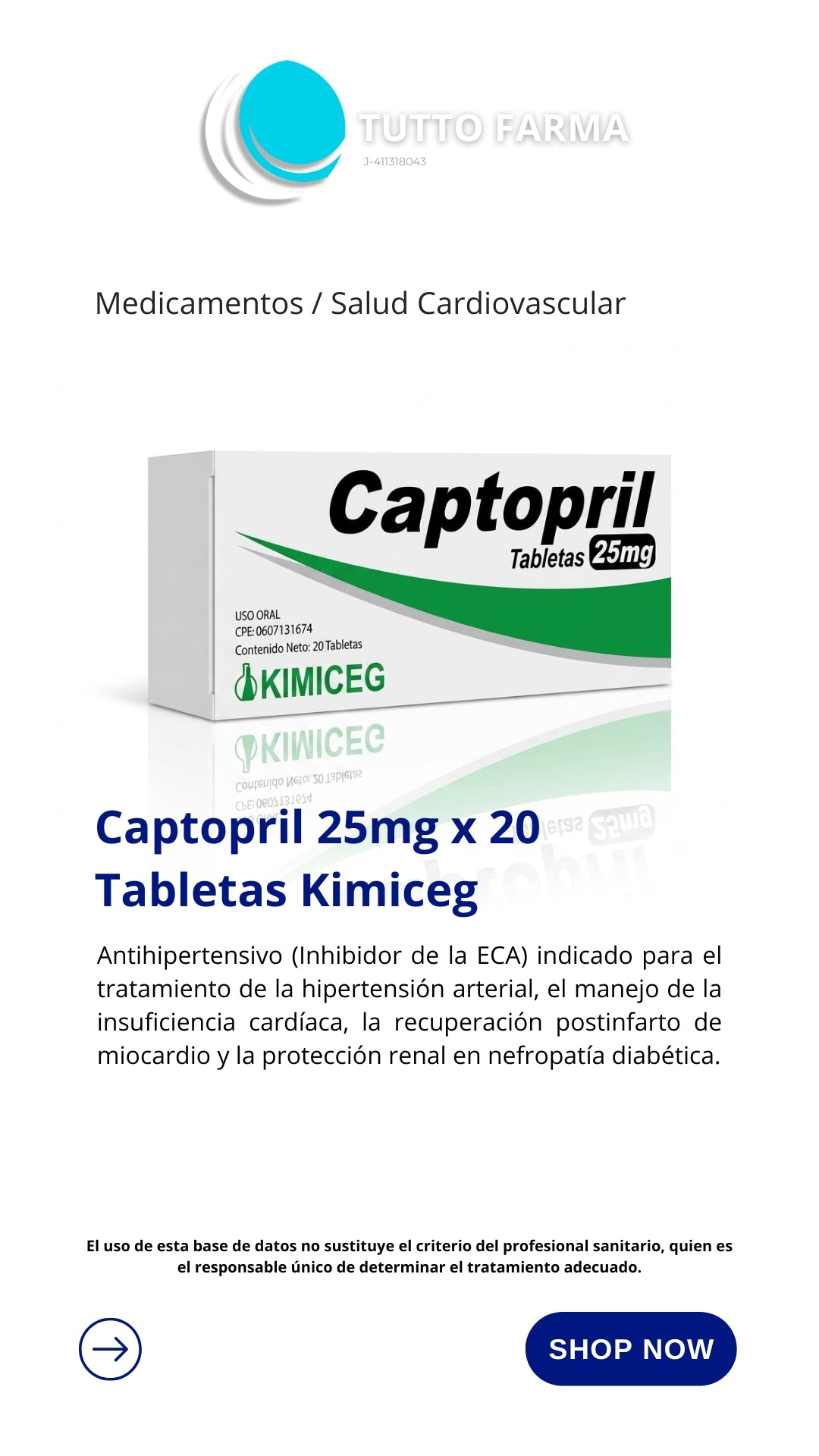 CAPTOPRIL DP 25 MG x 20TA (E)