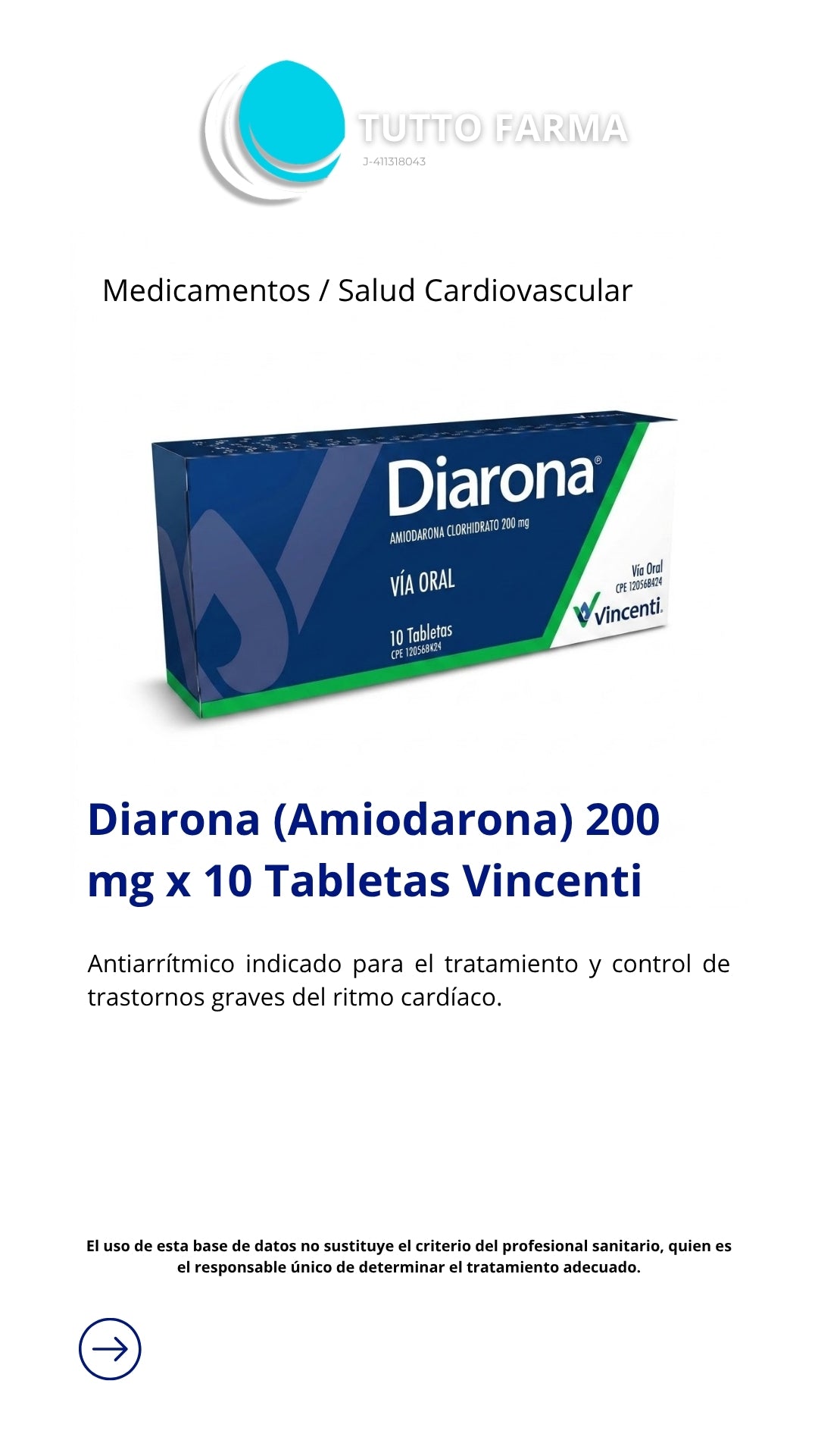 DIARONA 200 MG X 10 Tab (AMIODARONA)