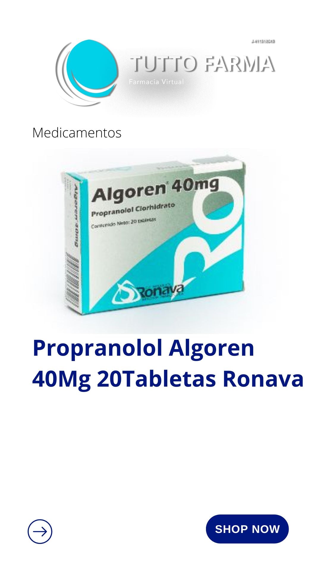 ALGOREN 40 MG X 20 TBL (PROPANOLOL CLORHIDRATO)