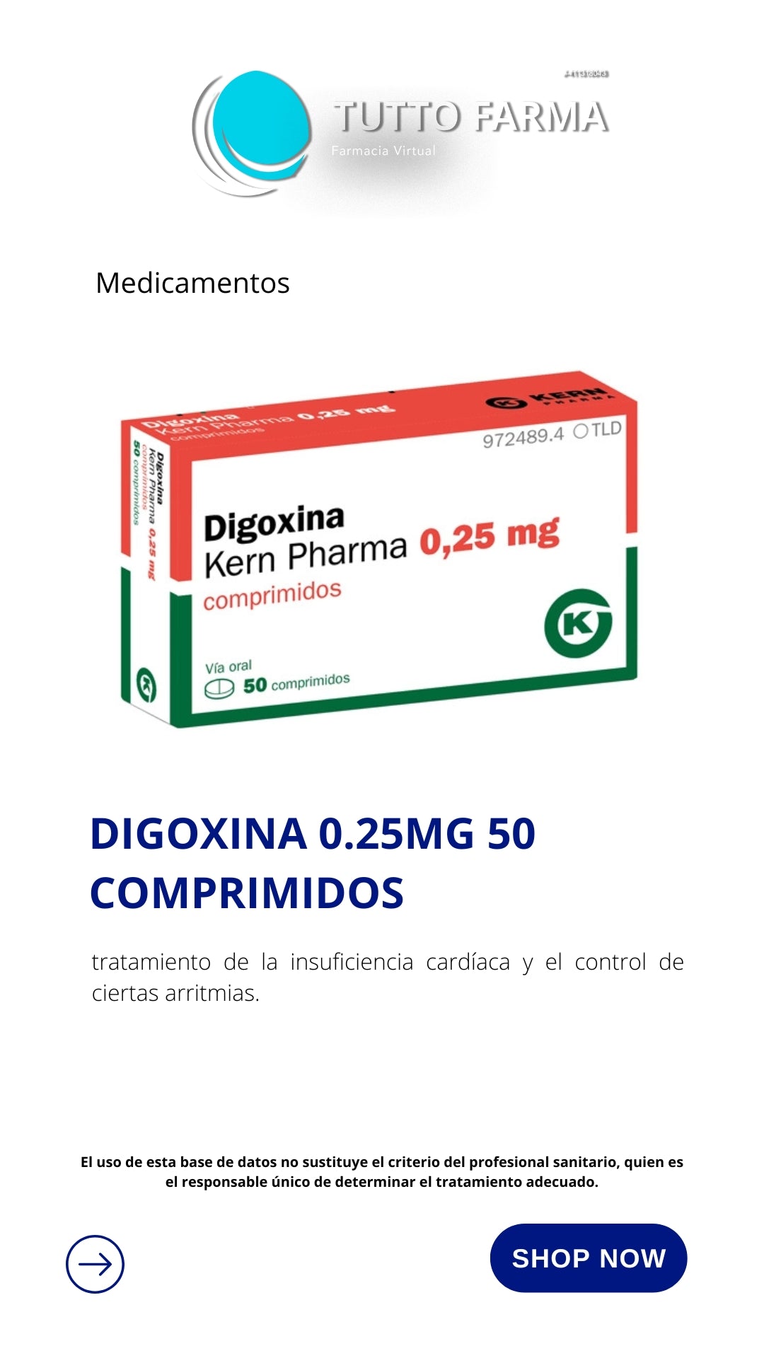 DIGOXINA KP 0,25MG X 30TA (E)