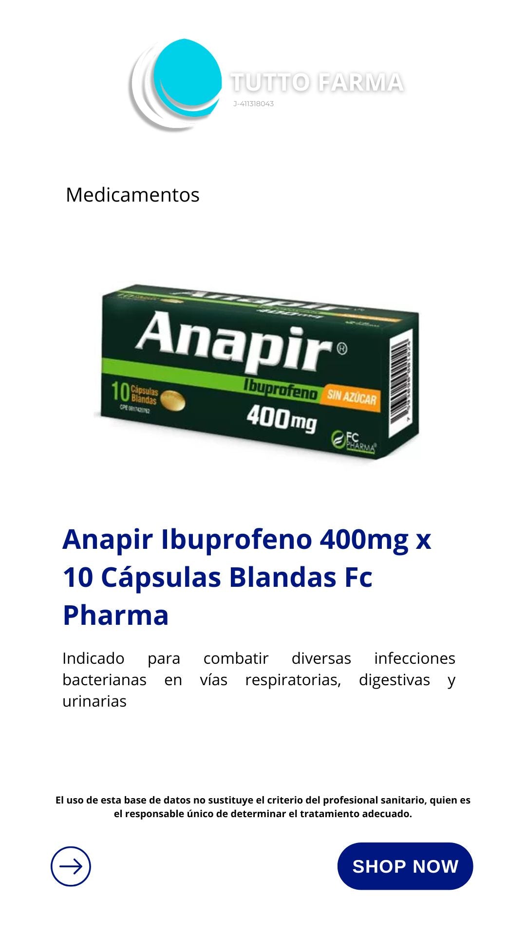 ANAPIR 400MG X 10 CAP (IBUPRPFENO )