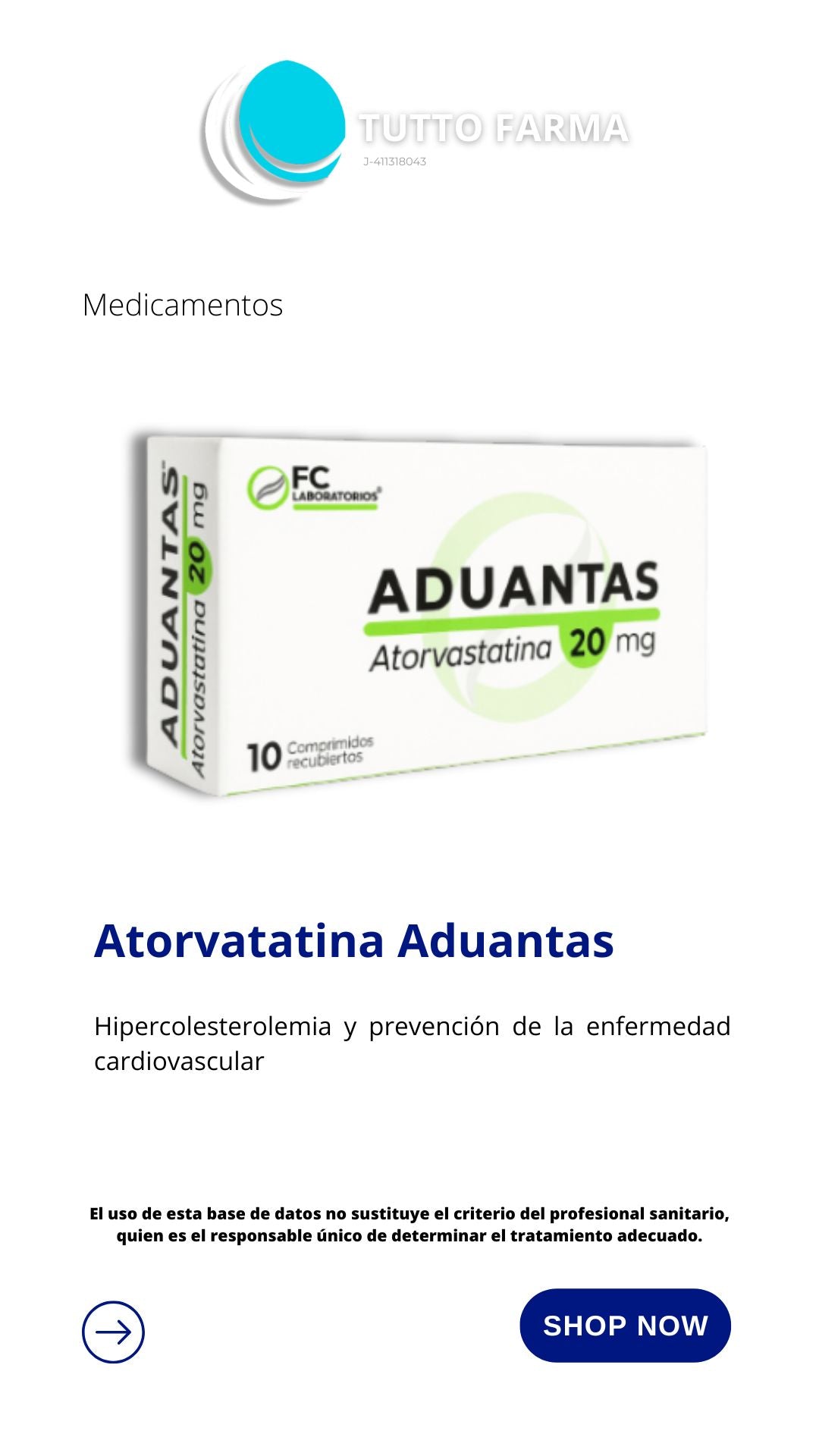 ATORVASTATINA 20MG X 10 COMP.(ADUANTAS)