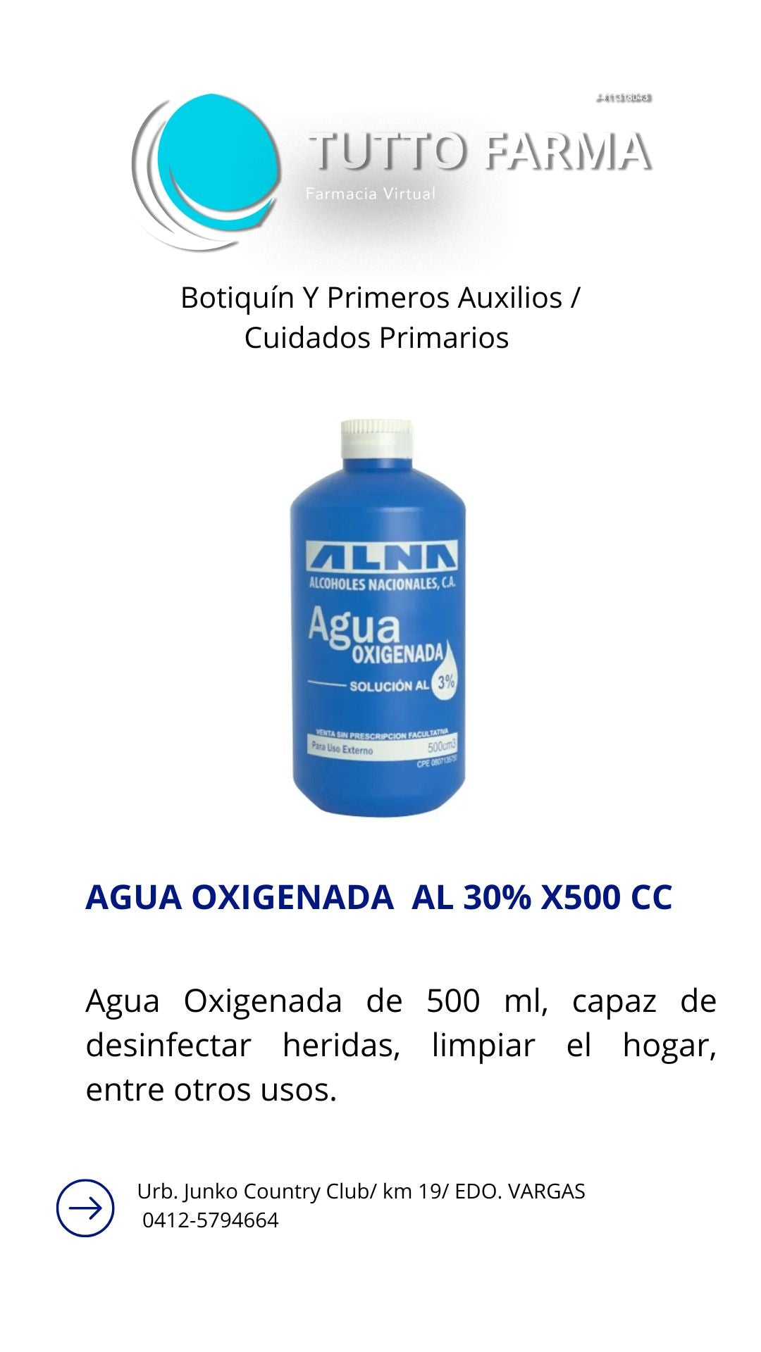 AGUA OXIGENADA AL 30% X500 CC