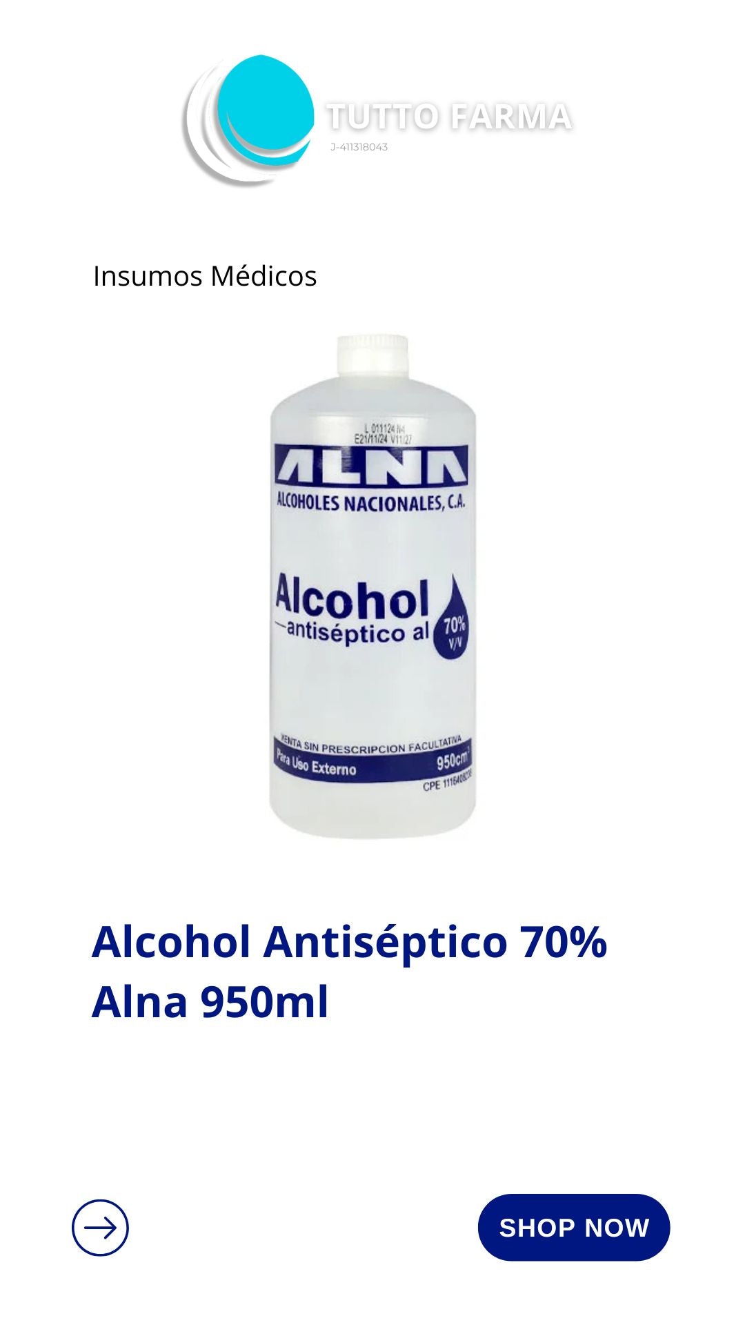 ALCOHOL ANTISEPTICO 70%X 950ML ALNA (e)