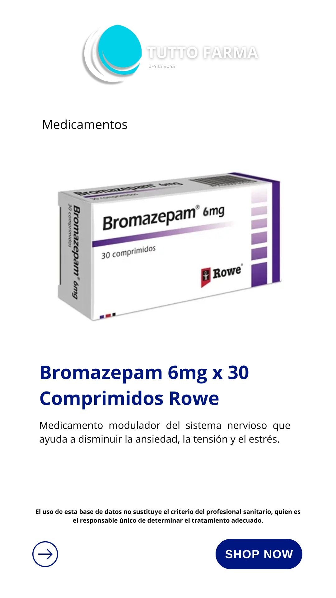 BROMAZEPAM 6 MG X 30 COMP /WOWE