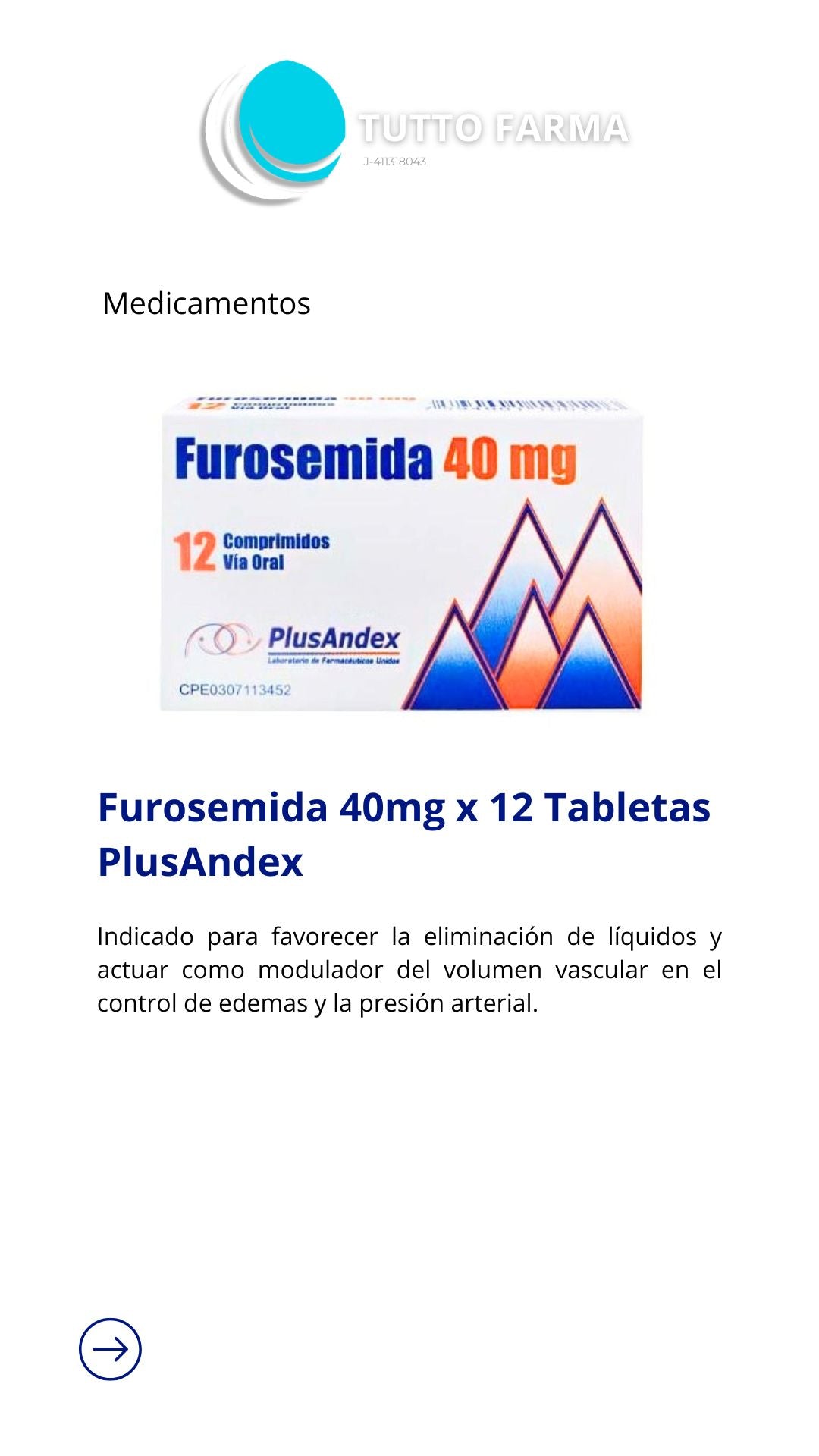 FUROSEMIDA  40MG X 12 CO PLUSANDEX (E)