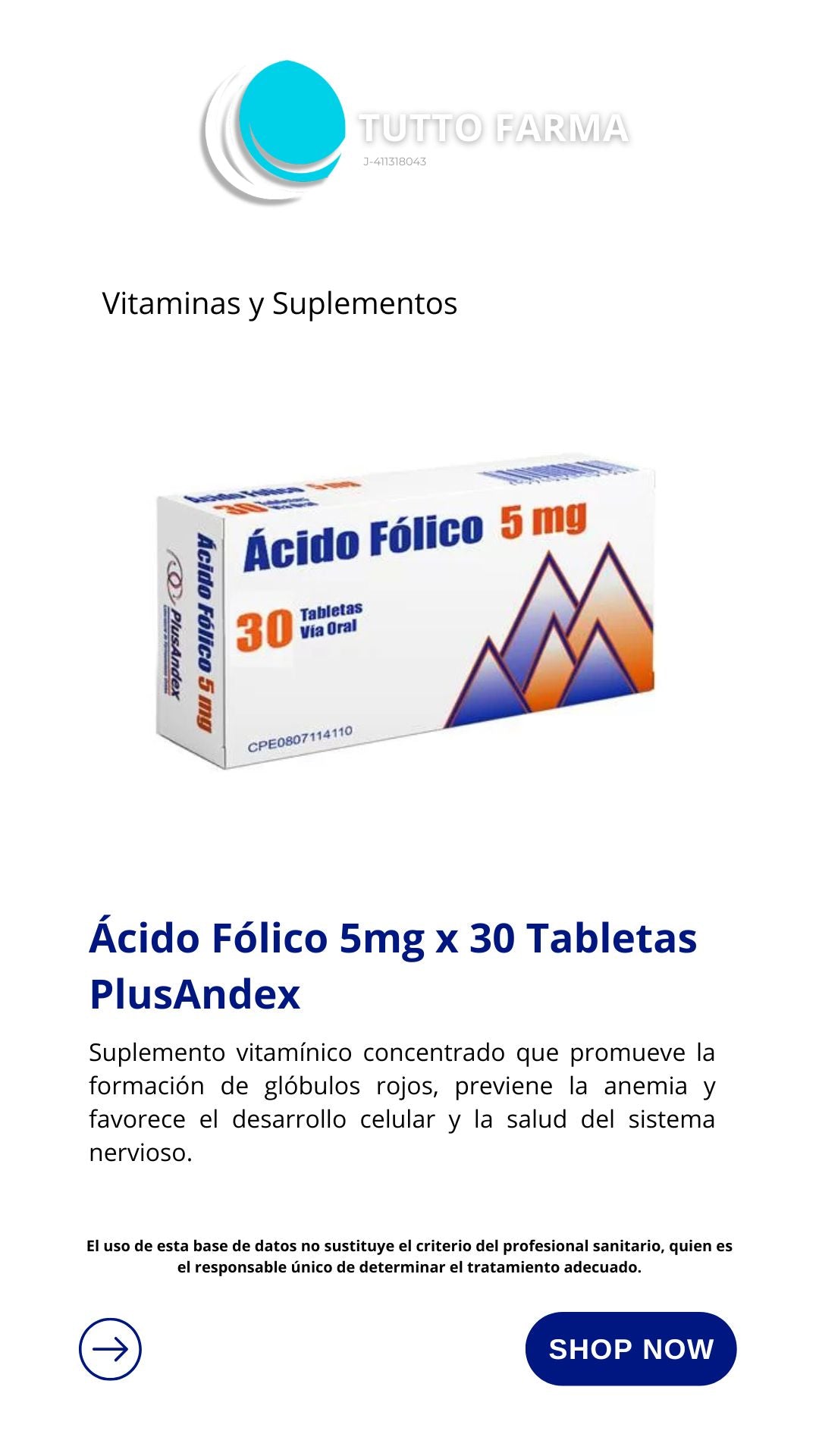 ACIDO FOLICO PLUS AN 30TAB 5MG