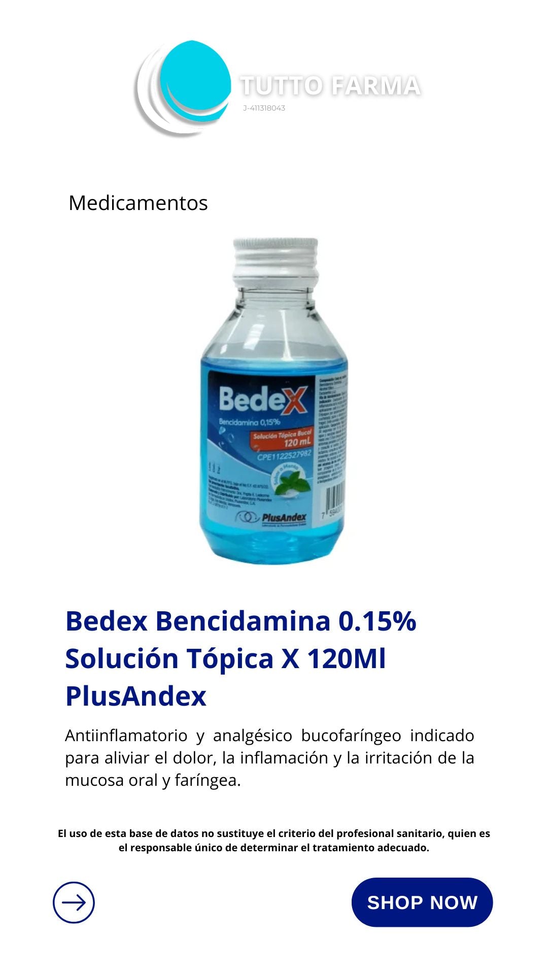 BEDEX SOL.X12OML(bencidamina)
