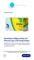 LETALOP 25 MG X 30 COMP QUETIAPINA)