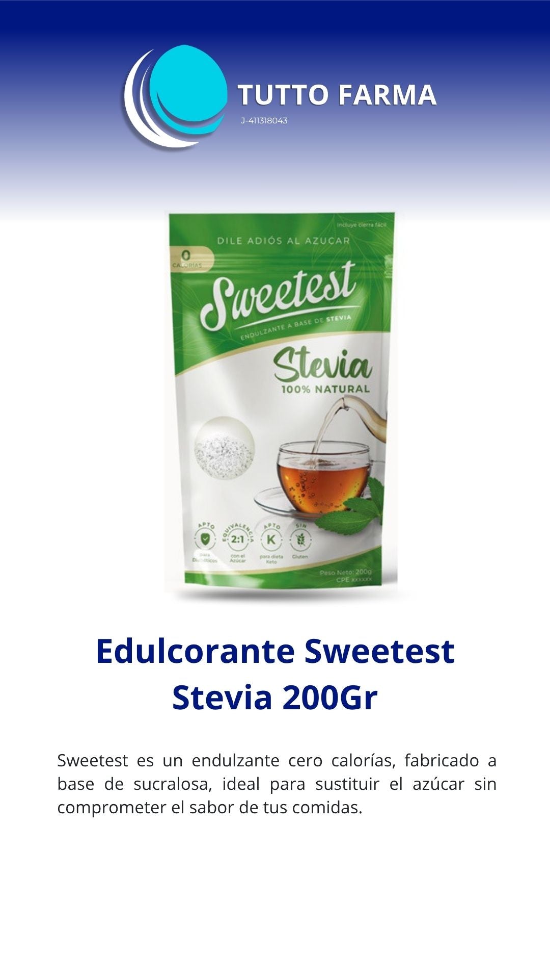 SWEETTEST EDULCO STEVIA 200G
