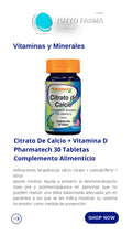CITRATO DE CALCIO CON VITAMINA D3 X 30 TBL