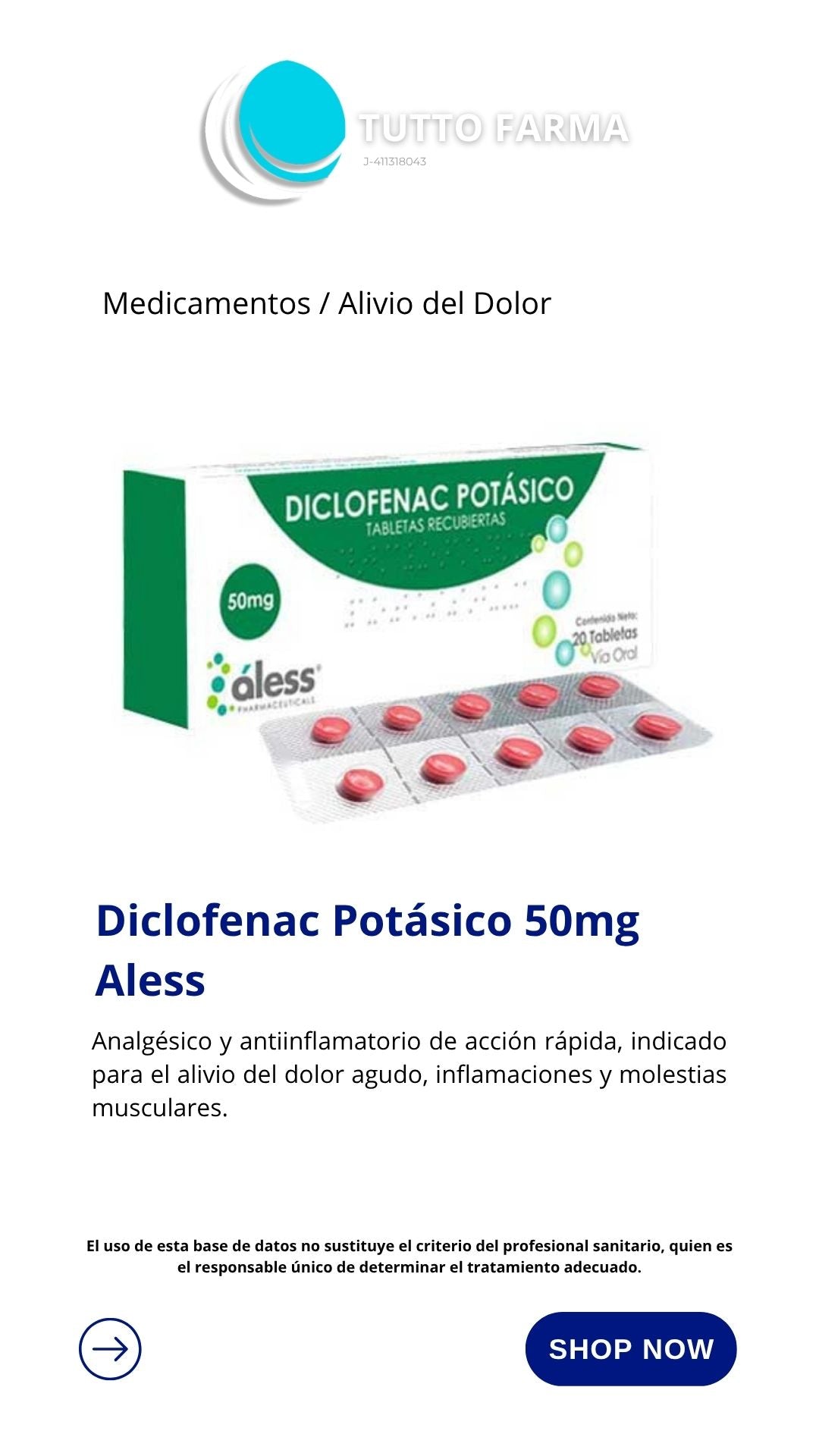 DICLOFENAC P. ALESS 50MGX 20 TA