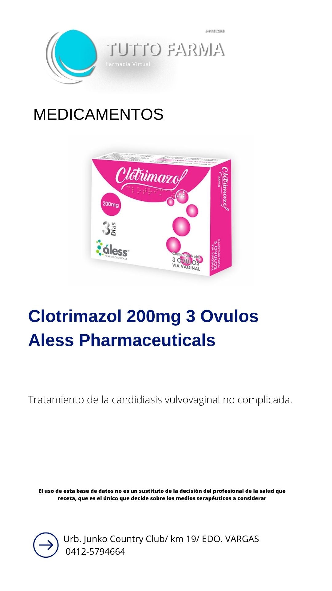 CLOTRIMAZOL ALESS 200MG X 3 ÓVULOS