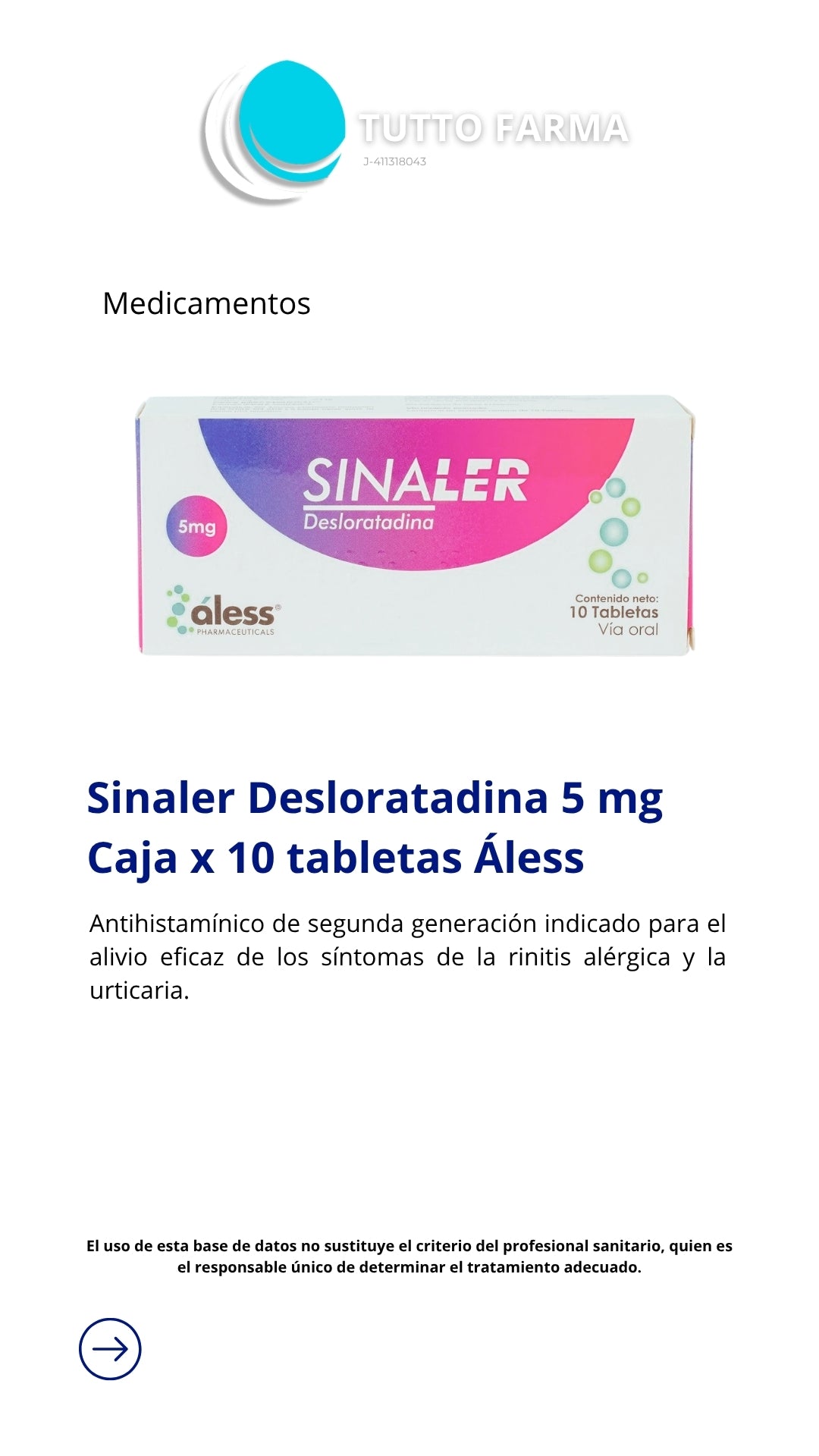 DESLORATADINA 5MG X10 TAB(SINALER)
