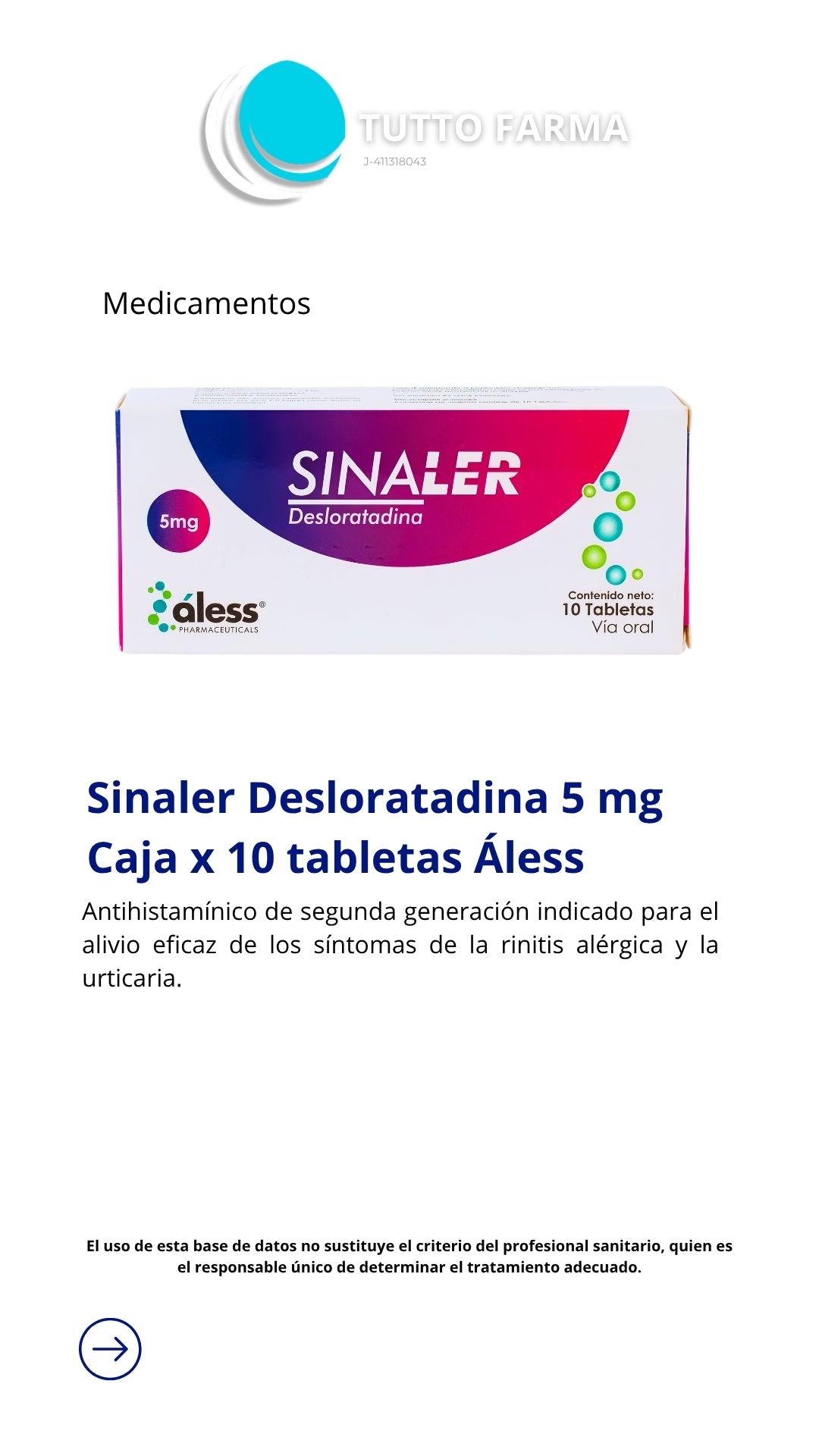 DESLORATADINA 5MG X10 TAB(SINALER)