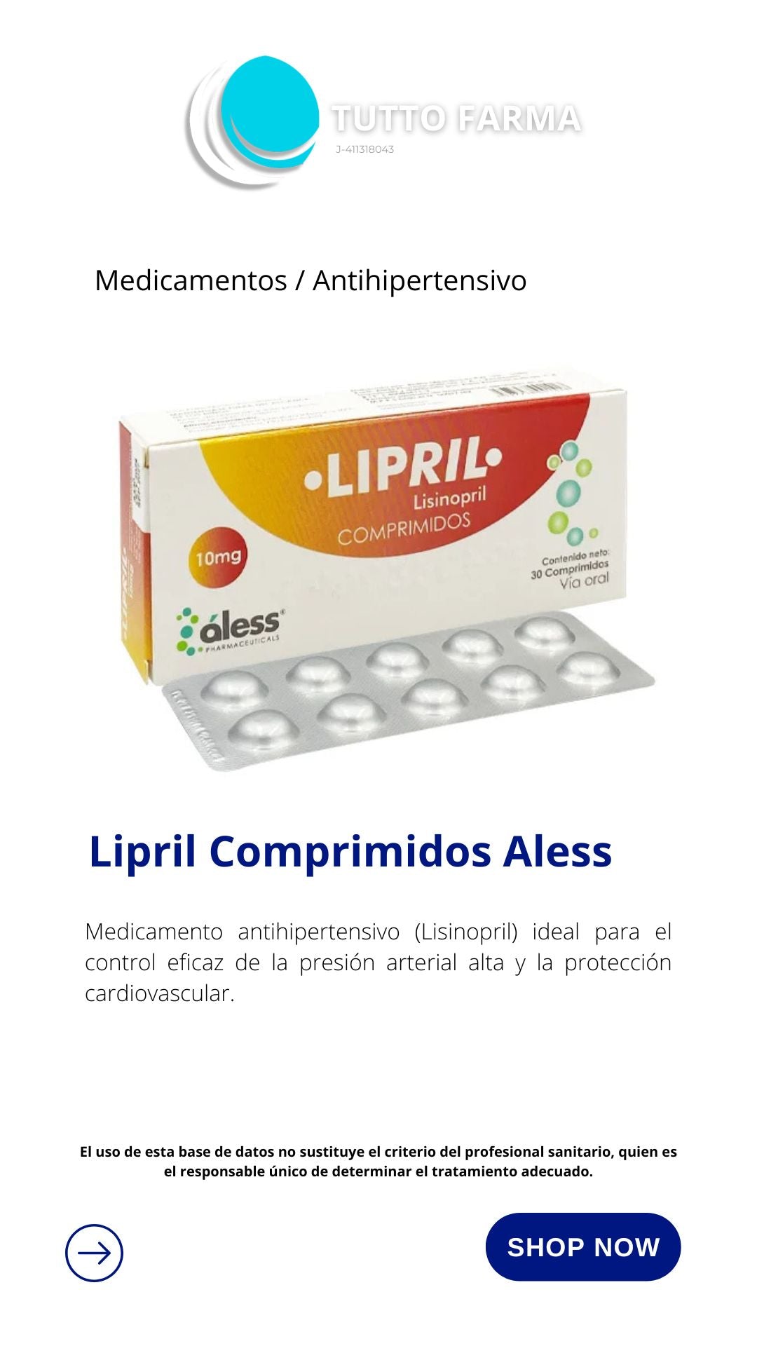 LISINOPRIL LIPRIL 10MG X 30 COMP. (E)