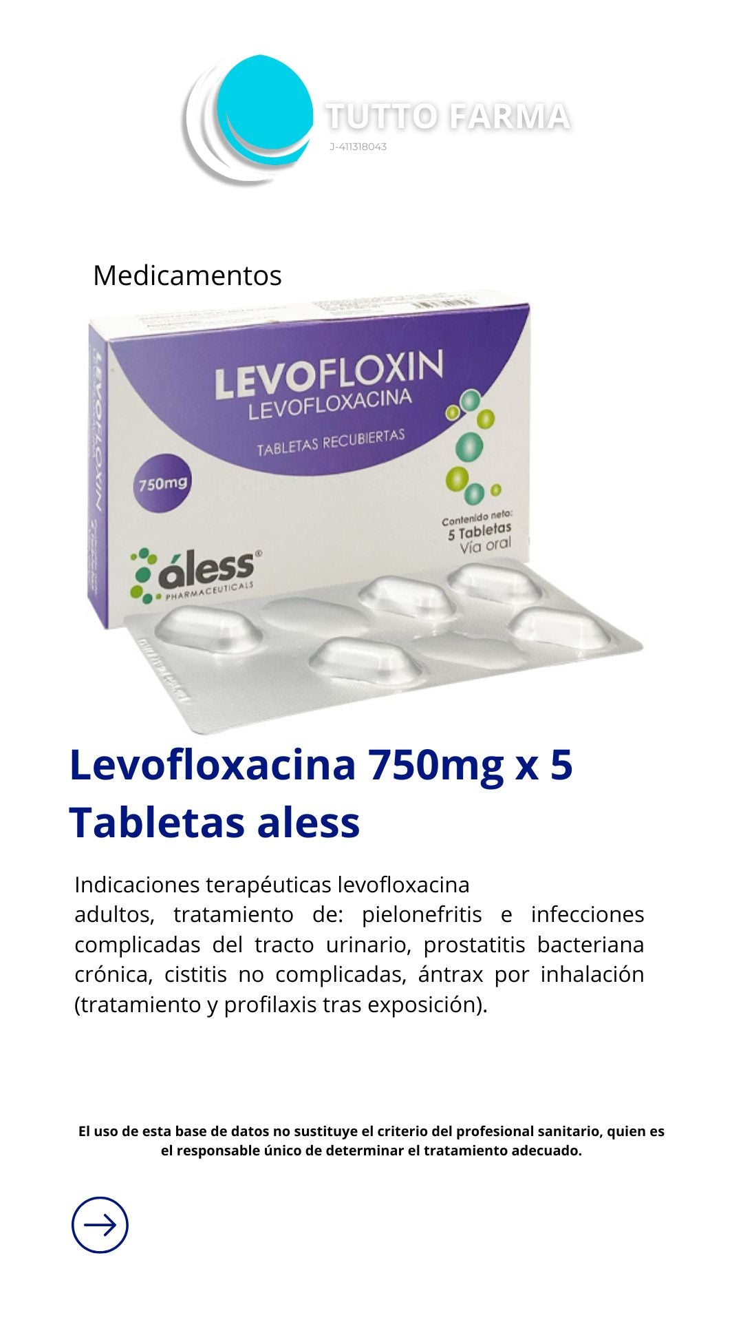 LEVOFLOXACINA 750MG X 5 COMPRIMIDOS (E)