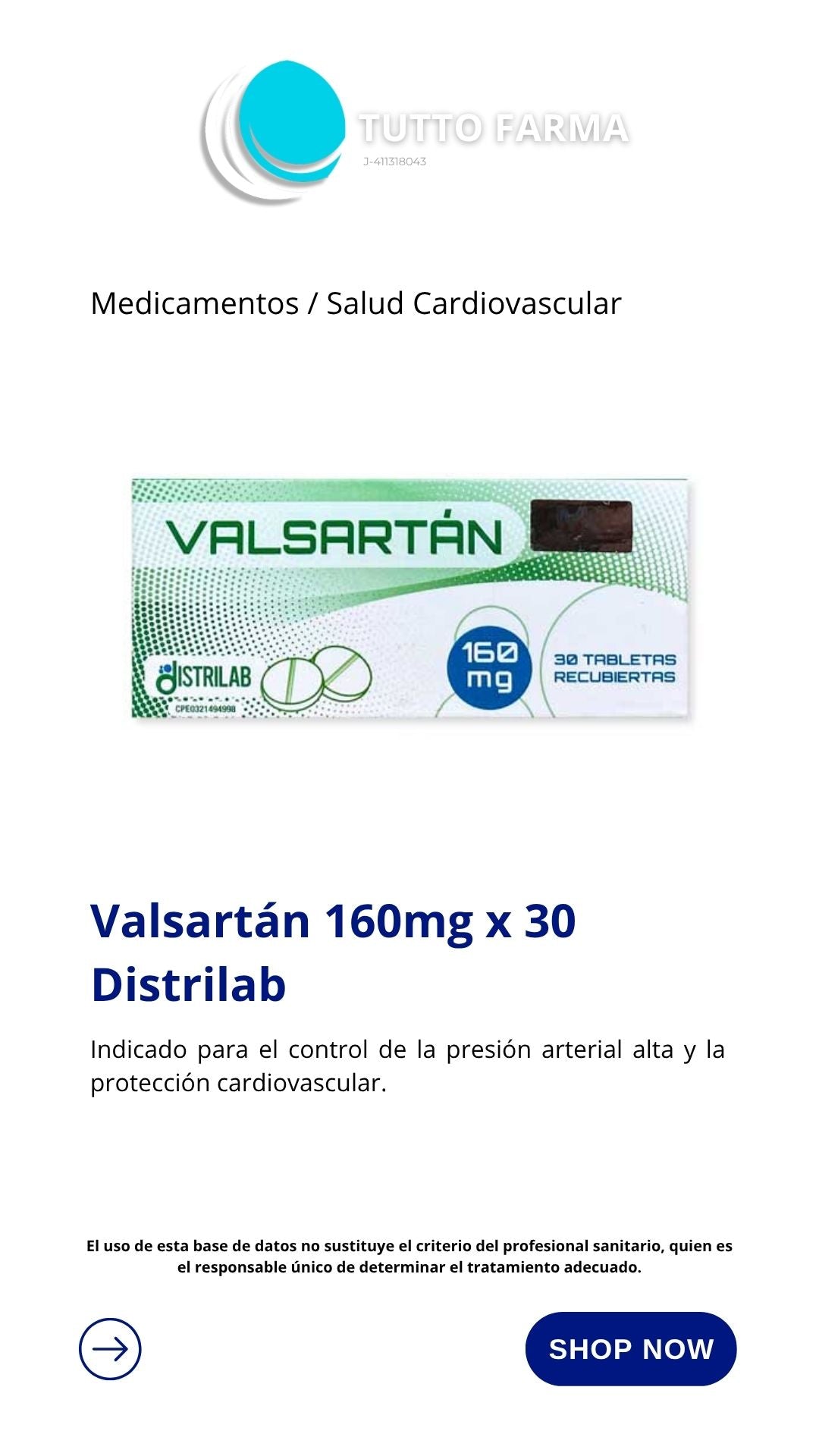 VALSARTÁN DIST 160MG X 30 COMP (E)